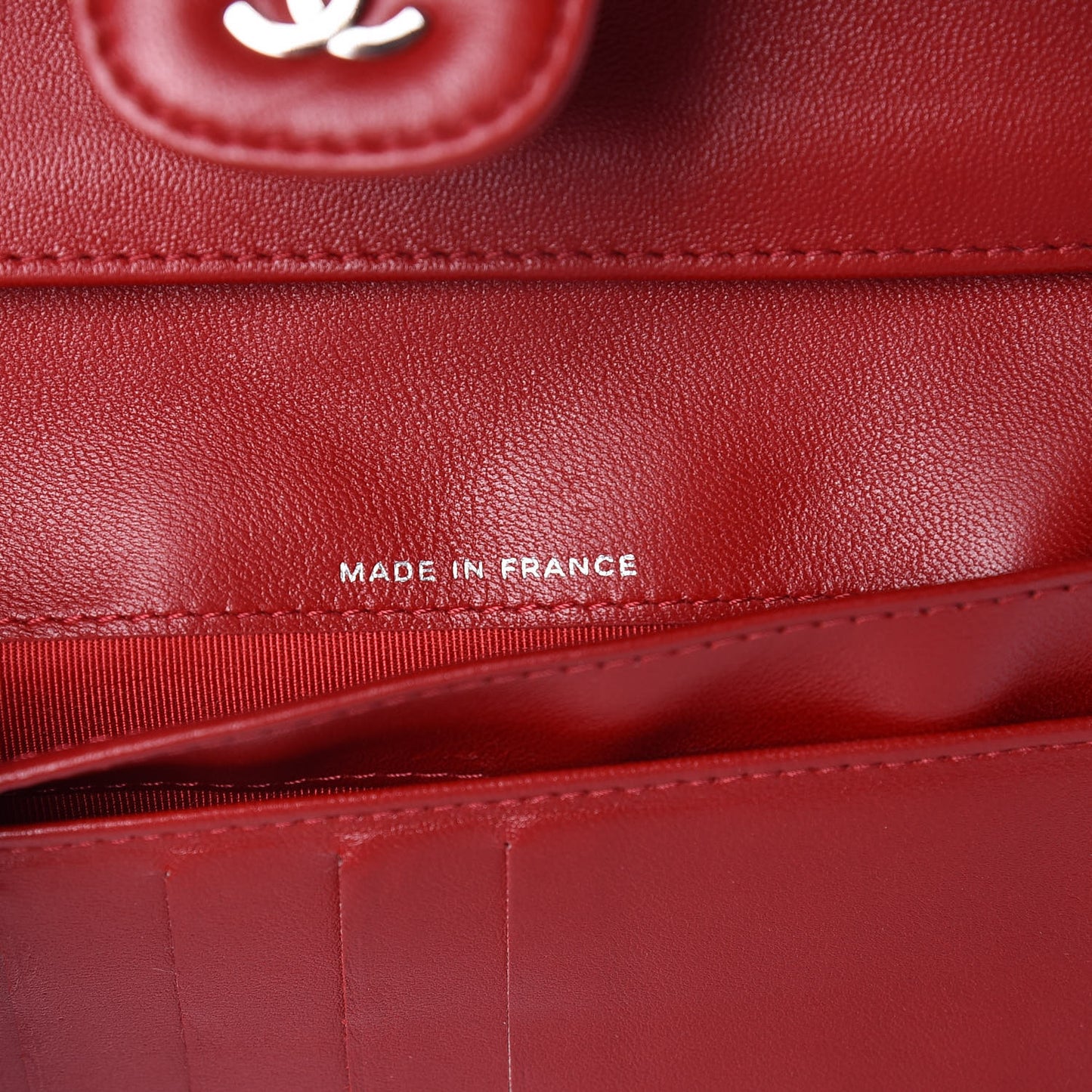 Lambskin Quilted Large Flap Wallet Red