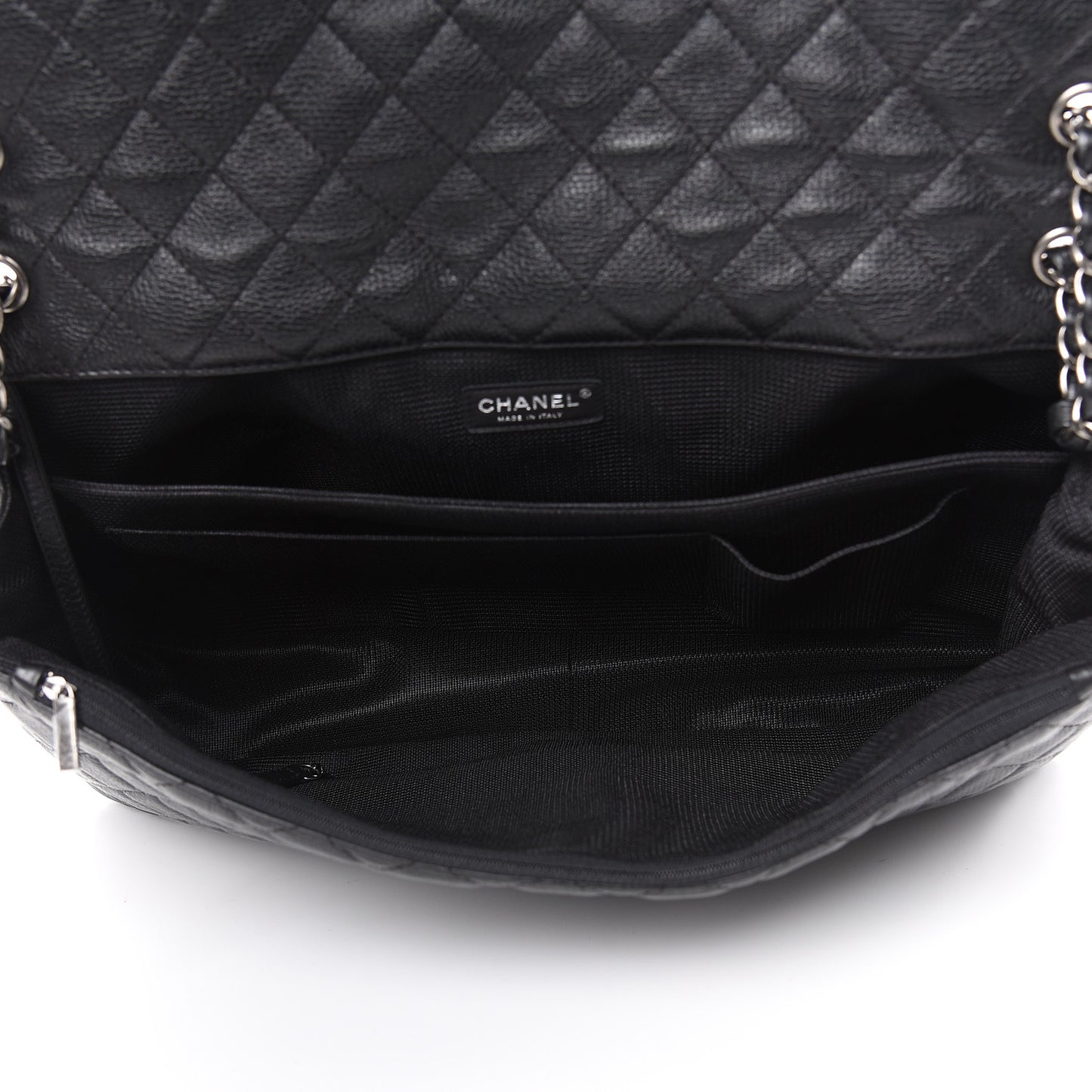 Calfskin Quilted XXL Travel Flap Bag Black
