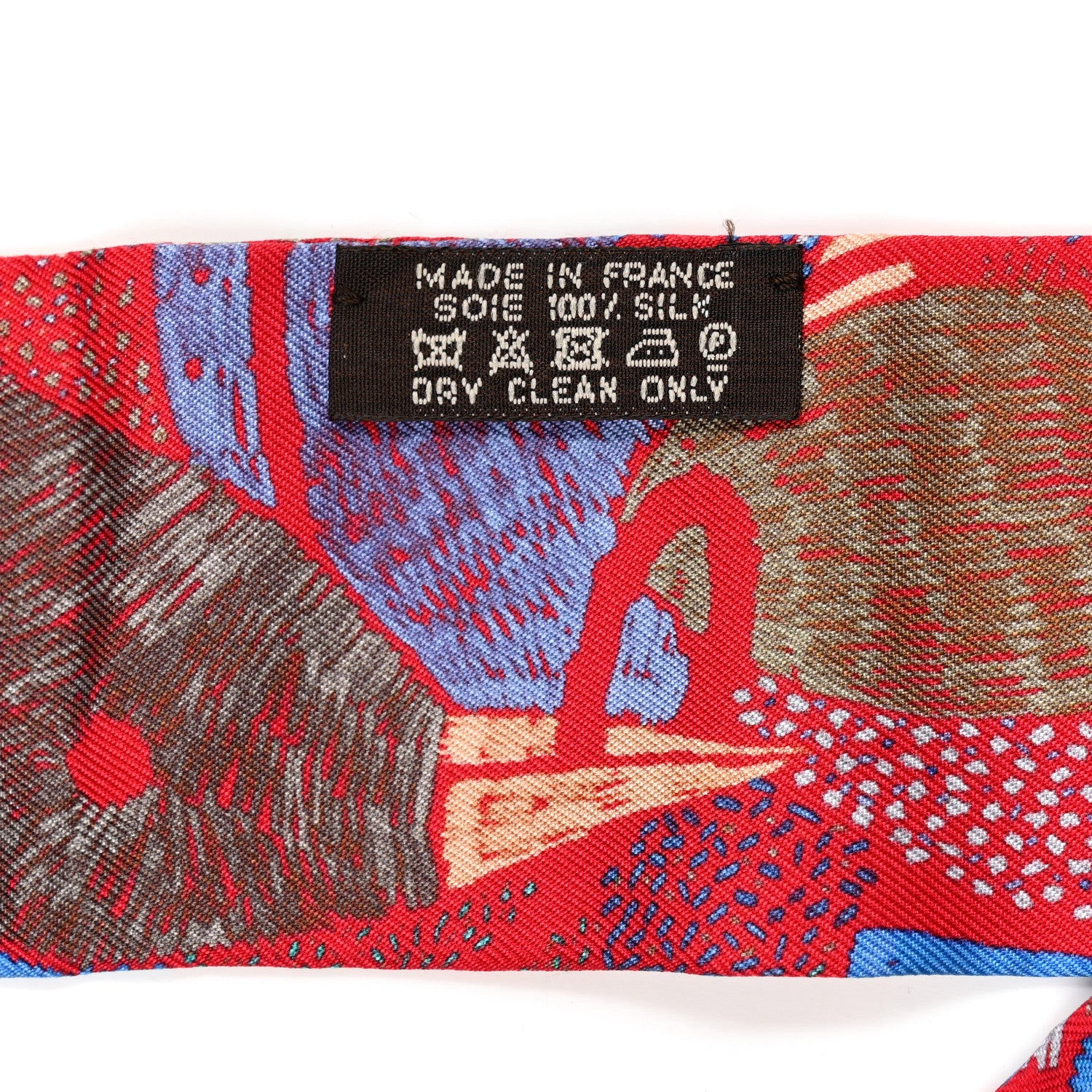 Hermes Silk Chacun Fait Son Nid Twilly Rouge Bleu Violet 2 of 4