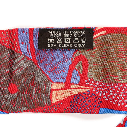 Hermes Silk Chacun Fait Son Nid Twilly Rouge Bleu Violet 2 of 4