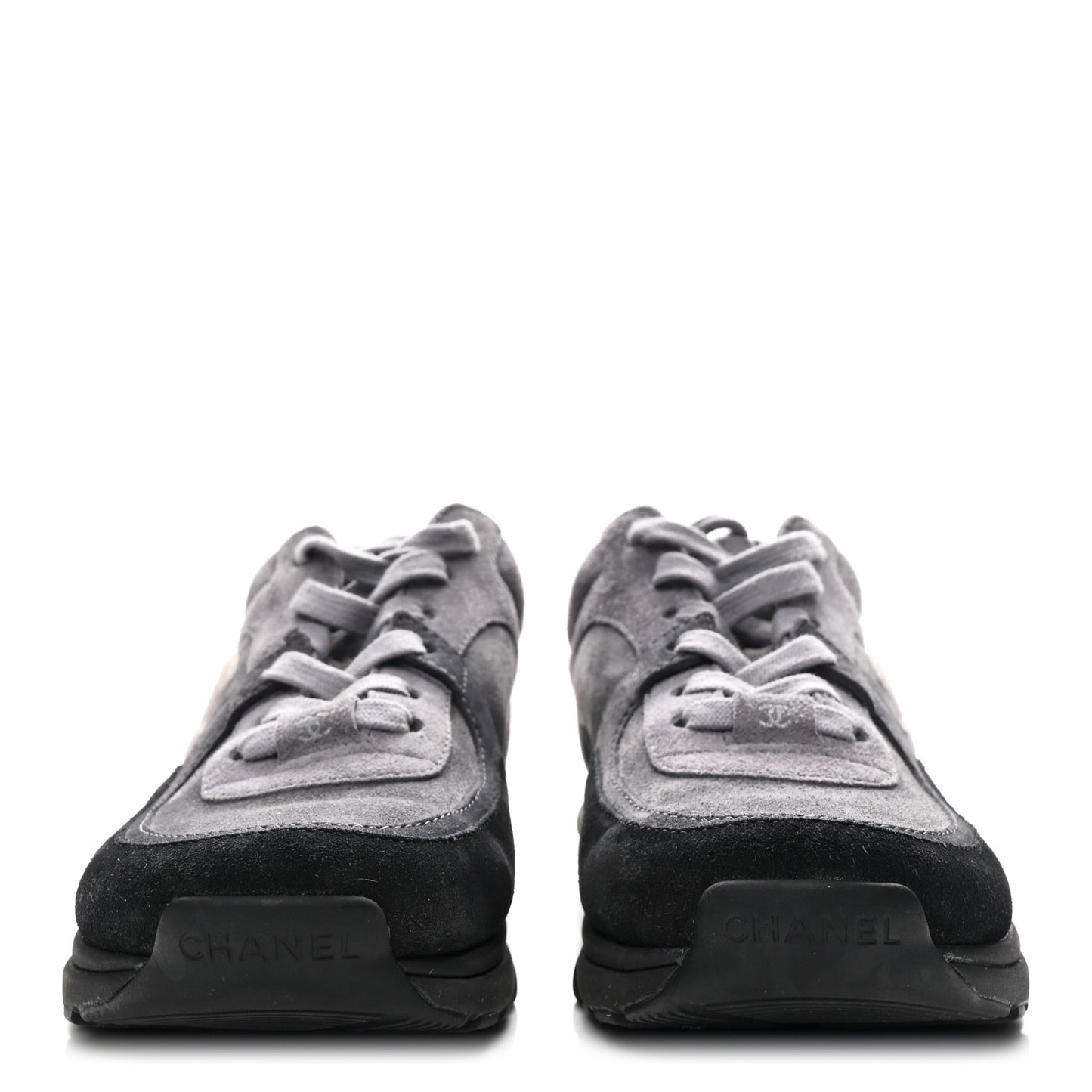 Suede Calfskin CC Sneakers 36.5 Black Grey