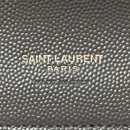 Saint Laurent Grain De Poudre Matelasse Chevron Monogram Envelope Clutch Fog 6 of 11