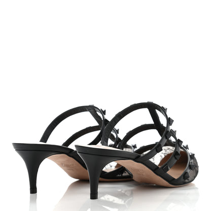 Valentino Garavani Lace Rockstud 50mm Cage Mules 38.5 Black 5 of 8