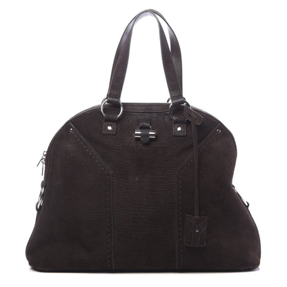Saint Laurent Nubuck Lizard Embossed Oversized Muse Brown 1 of 11