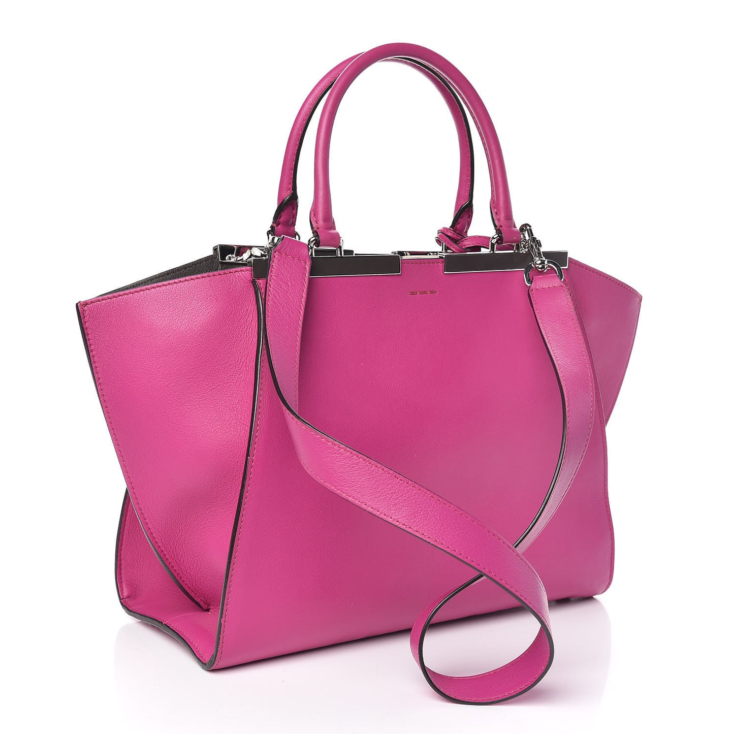 Vitello Dolce Shiny Nappa Petite 3Jours Tote Magenta Carbone