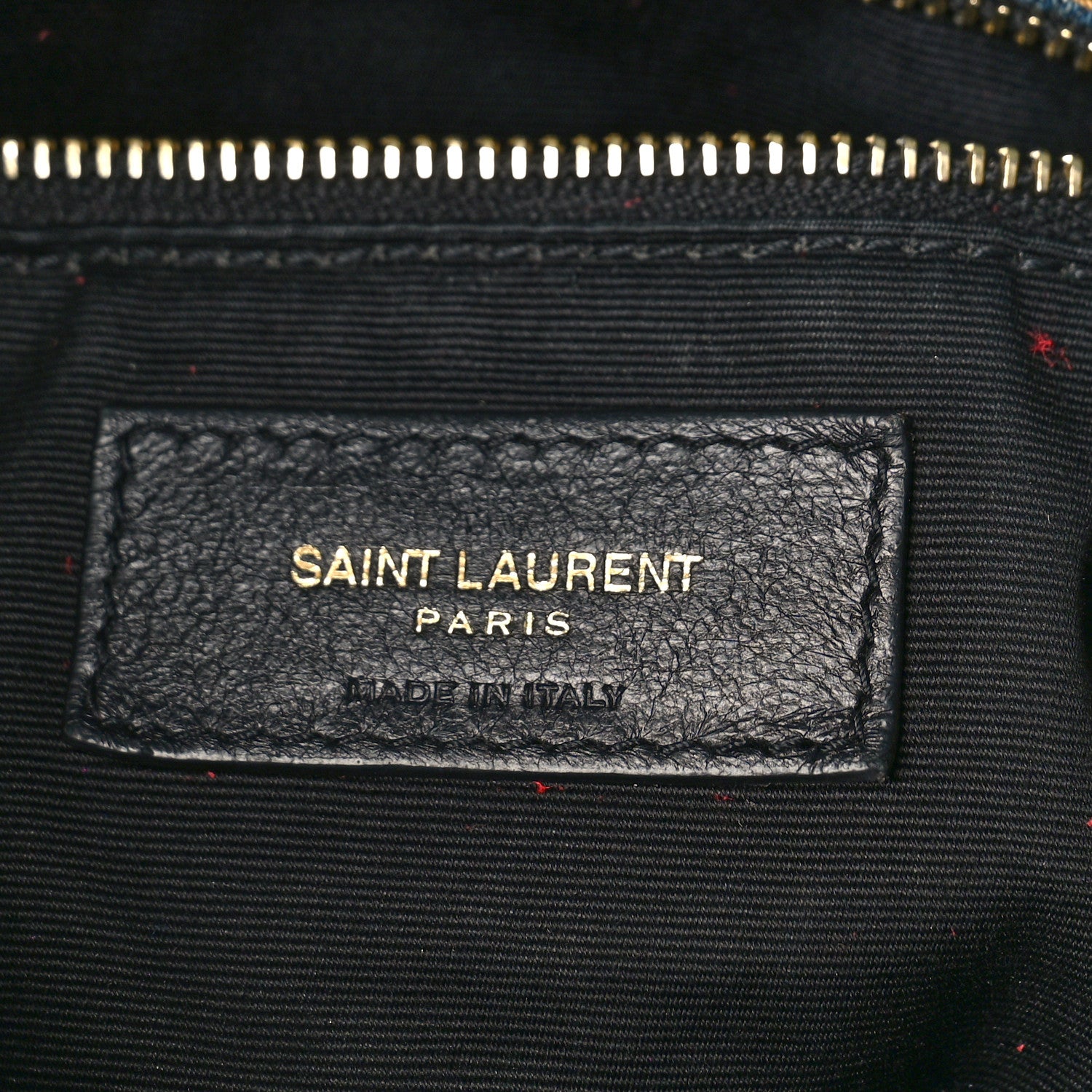 Saint Laurent Denim Quilted Toy Loulou Puffer Monogram Chain Satchel Blue Cinnamon 6 of 10