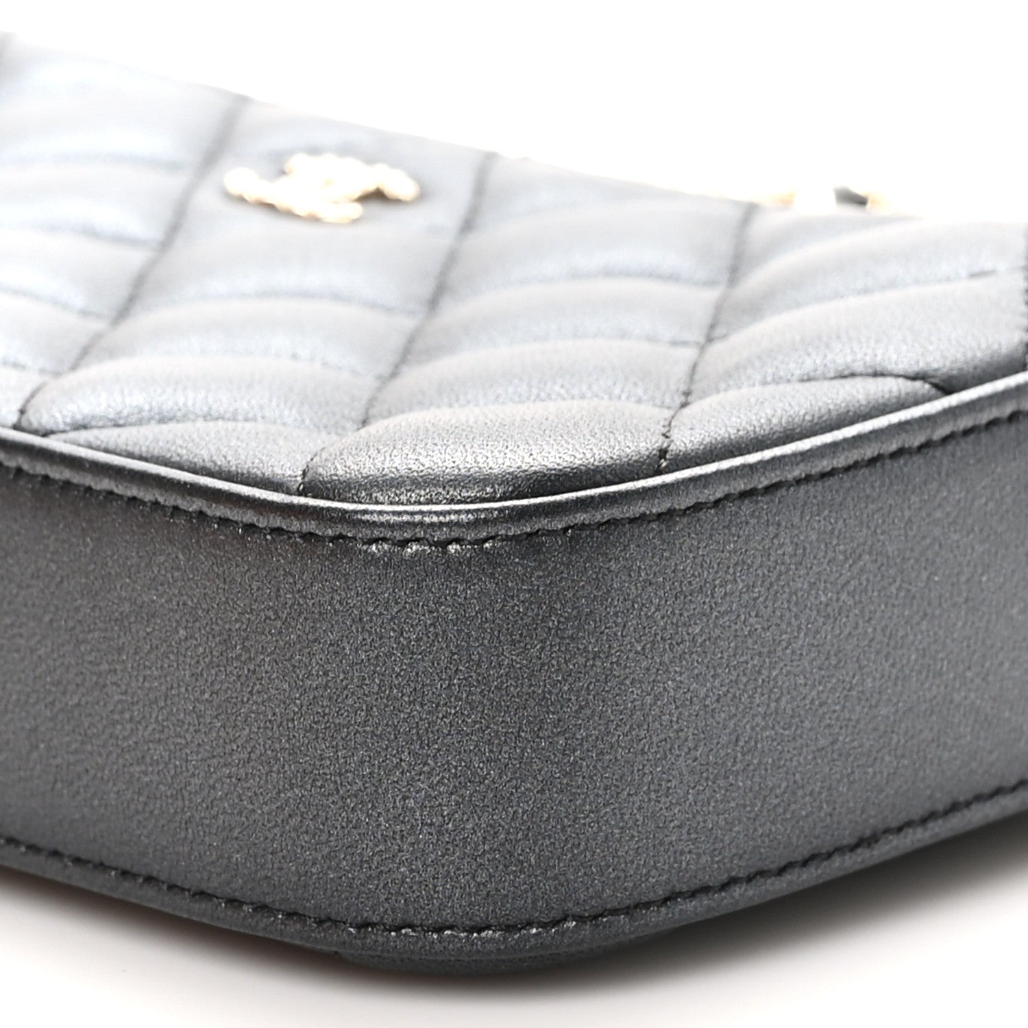 Chanel Iridescent Lambskin Quilted Pearl Clutch With Chain Black 11 of 12