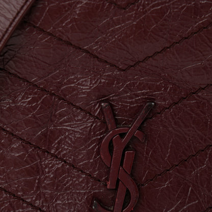 Saint Laurent Crinkled Calfskin Matelasse Monogram Niki Chain Wallet Dark Legion Red 9 of 10