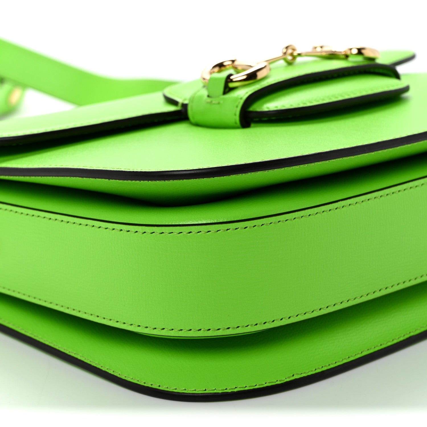 Gucci Azalea Calfskin Horsebit 1955 Shoulder Bag Electric Green 9 of 10