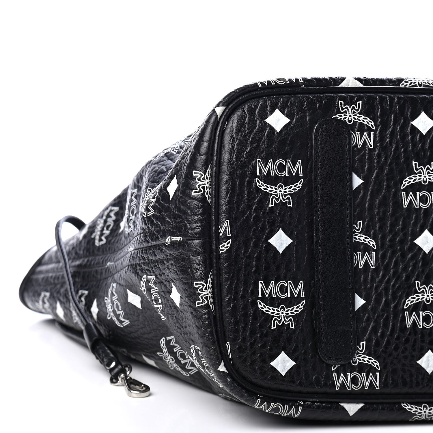 MCM Visetos Medium Anya Zip Top Shopper Tote Black 7 of 8