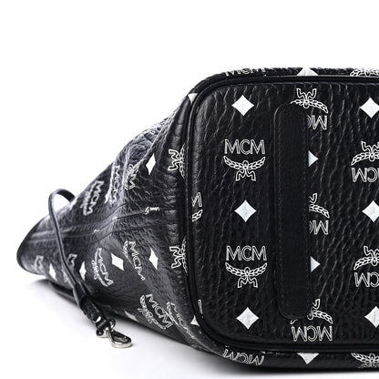 MCM Visetos Medium Anya Zip Top Shopper Tote Black 7 of 8