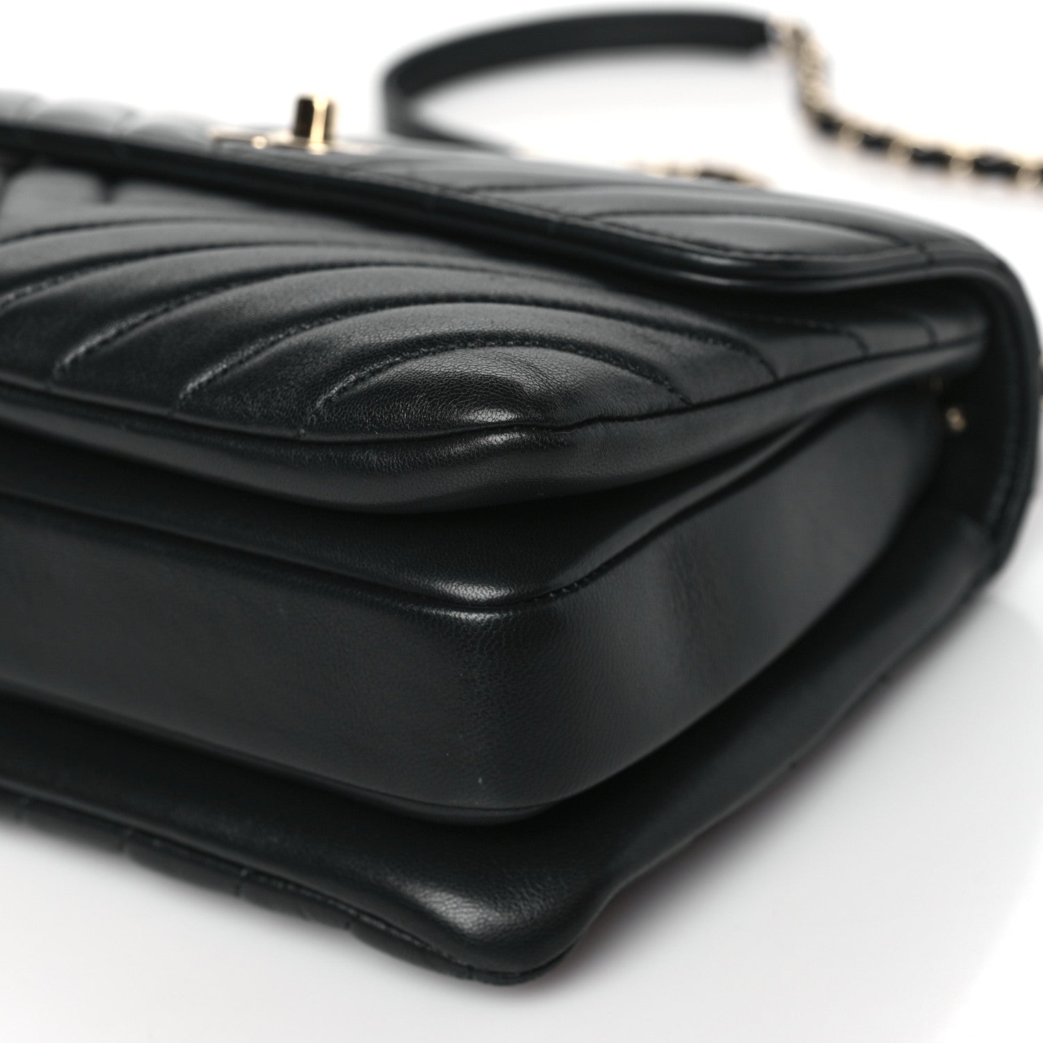 Chanel Lambskin Chevron Quilted Small Trendy CC Dual Handle Flap Bag Black 9 of 9