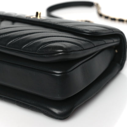 Chanel Lambskin Chevron Quilted Small Trendy CC Dual Handle Flap Bag Black 9 of 9