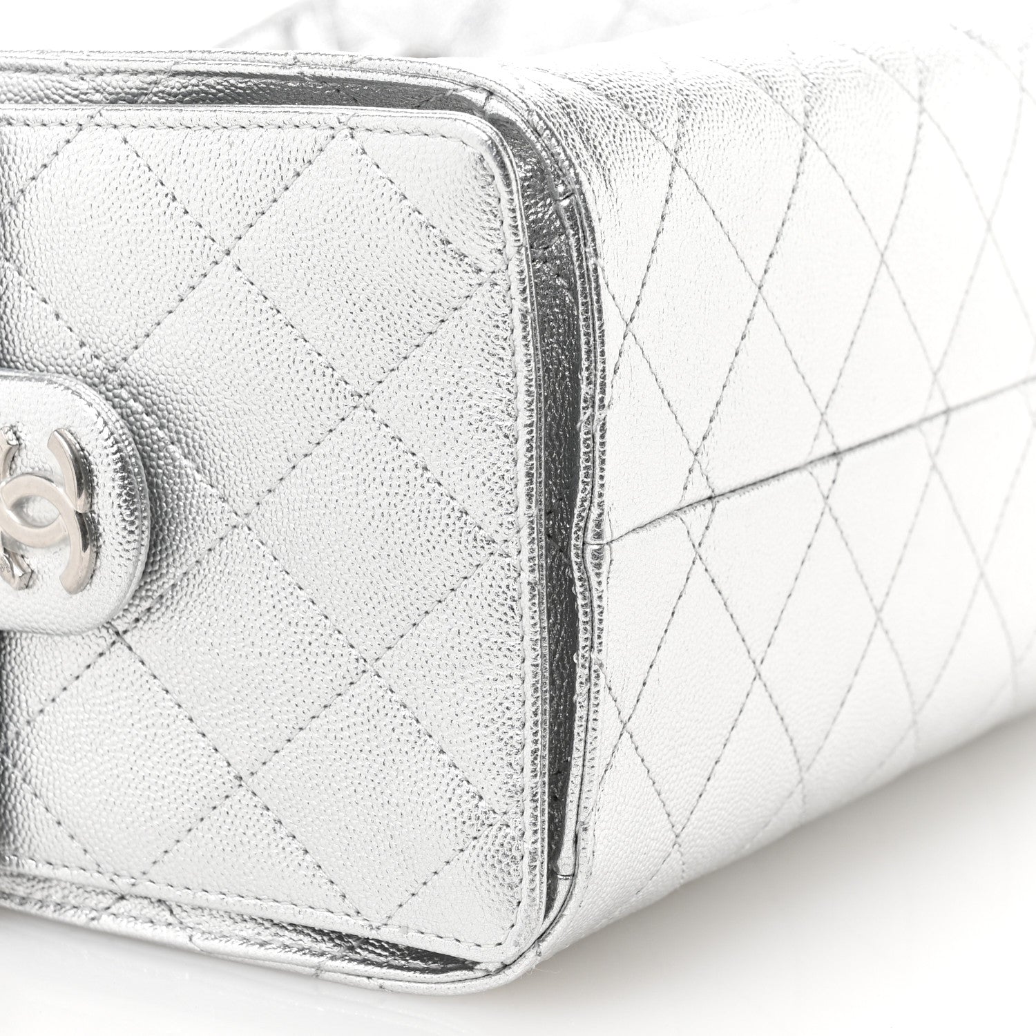 Chanel Metallic Caviar Quilted Small Chanel 25 Handbag Silver 9 of 11