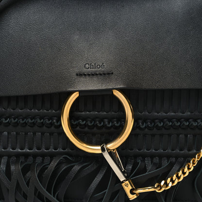Chloe Calfskin Medium Faye Fringe Shoulder Bag Black 9 of 12