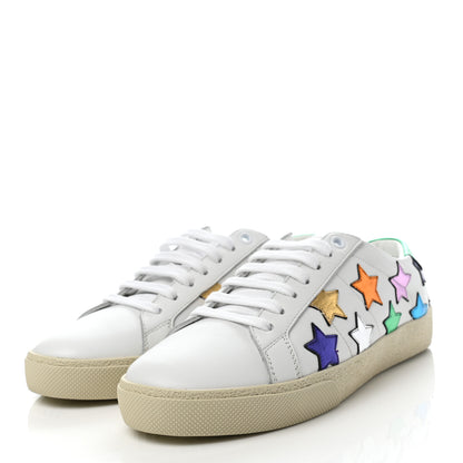 Saint Laurent Calfskin Womens Star Court Sneakers 37 Green Multicolor 3 of 8
