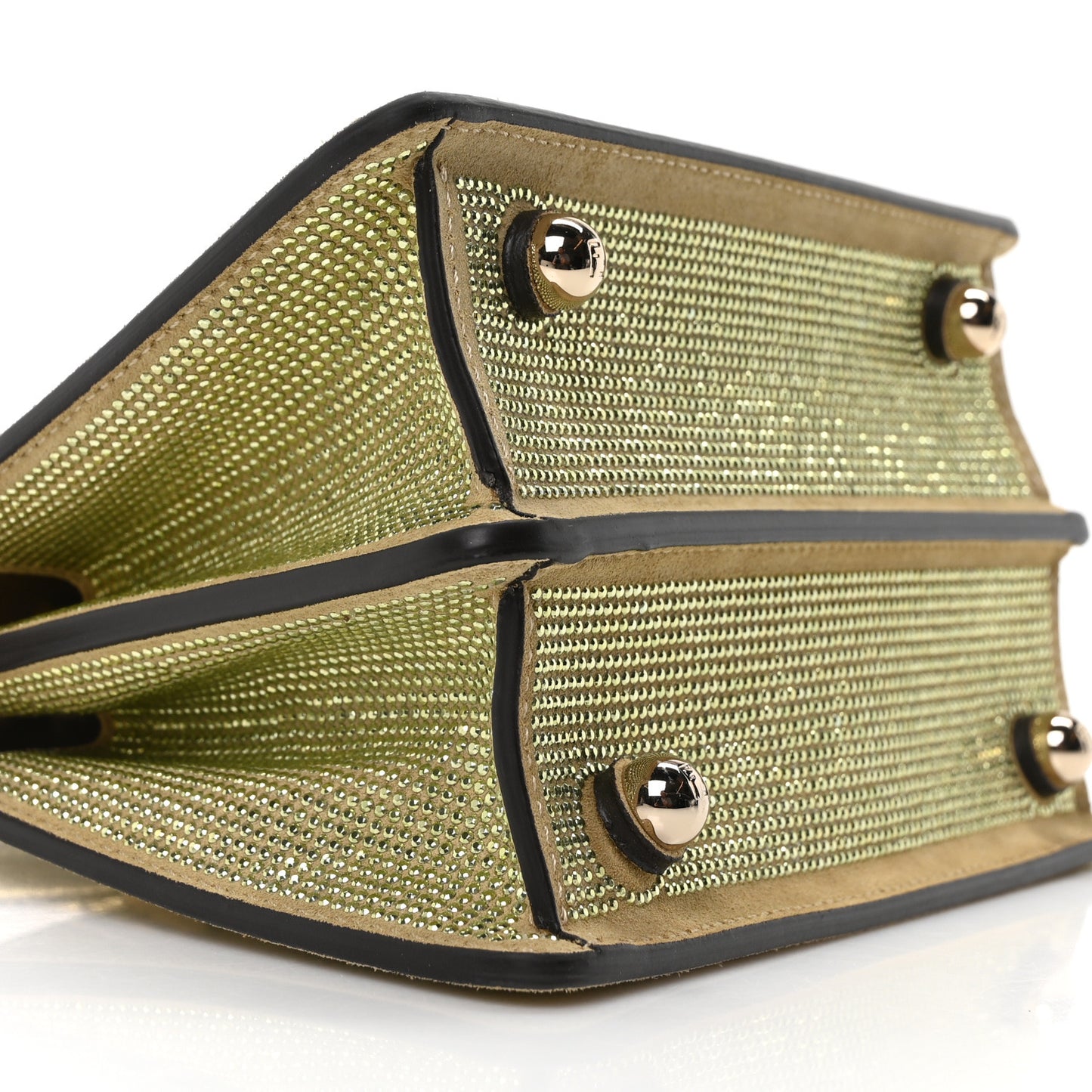 Crystal Vitello Laminato FF Petite Peekaboo I SEE U Satchel Crystal Platinum Light Gold