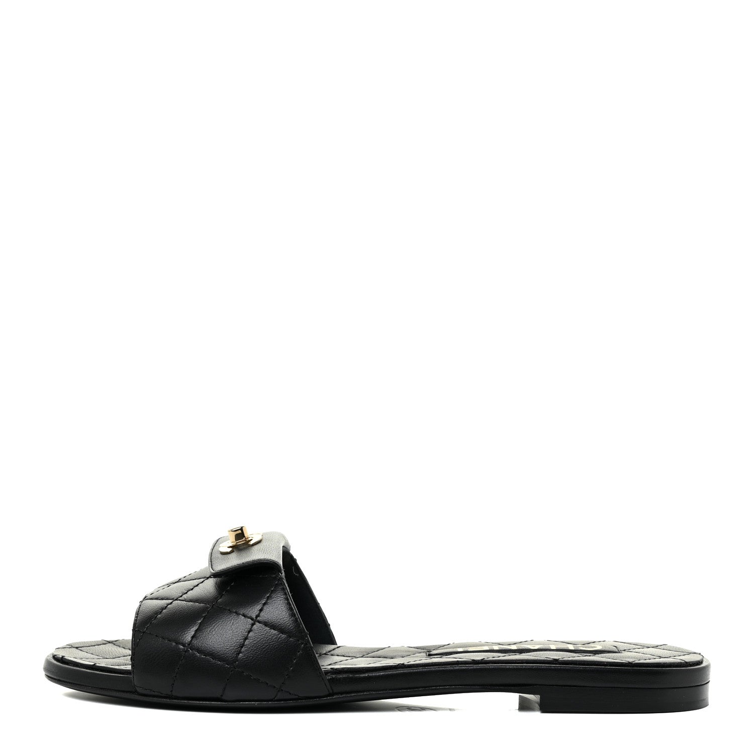 Chanel Lambskin Quilted CC Turnlock Sandals 36.5 Black 1 of 15
