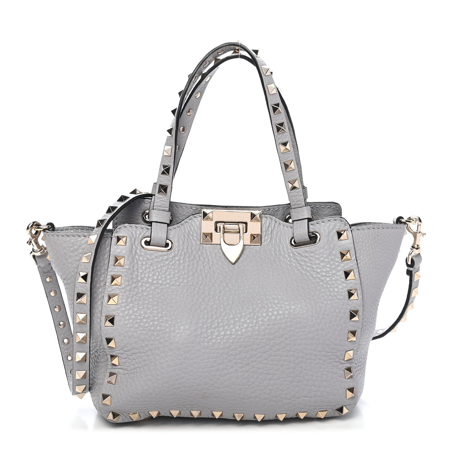 Valentino Garavani Grained Calfskin Mini Rockstud Tote Pastel Grey 1 of 7
