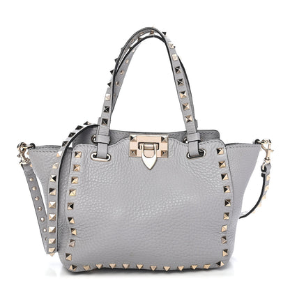 Valentino Garavani Grained Calfskin Mini Rockstud Tote Pastel Grey 1 of 7