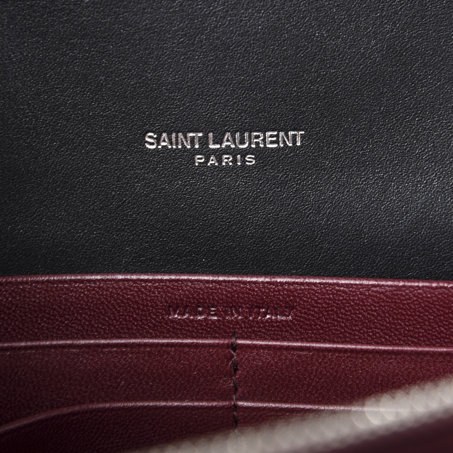 Saint Laurent Calfskin Lizard Embossed Monogram Cassandra Chain Wallet Black 6 of 9