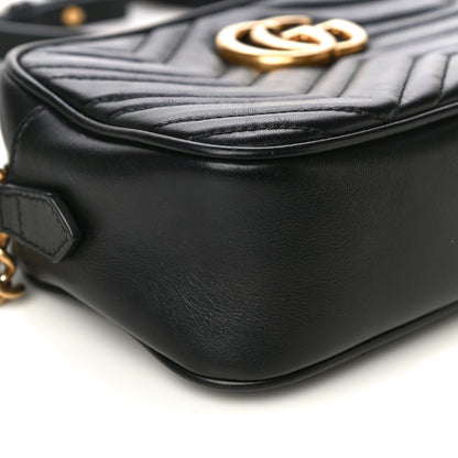 Gucci Calfskin Matelasse Small GG Marmont Chain Shoulder Bag Black 10 of 22