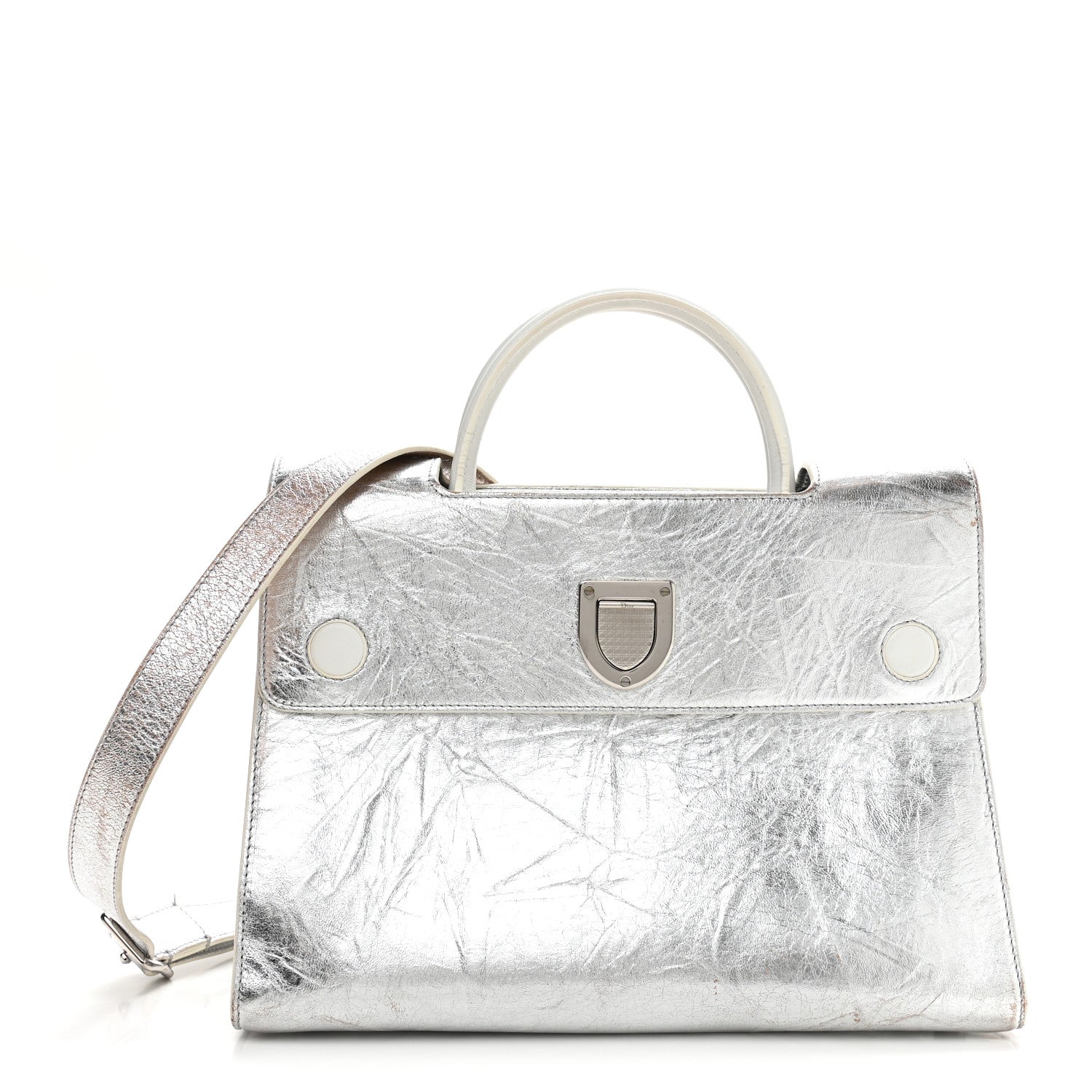 Christian Dior Metallic Calfskin Medium Diorever Flap Silver 1 of 16
