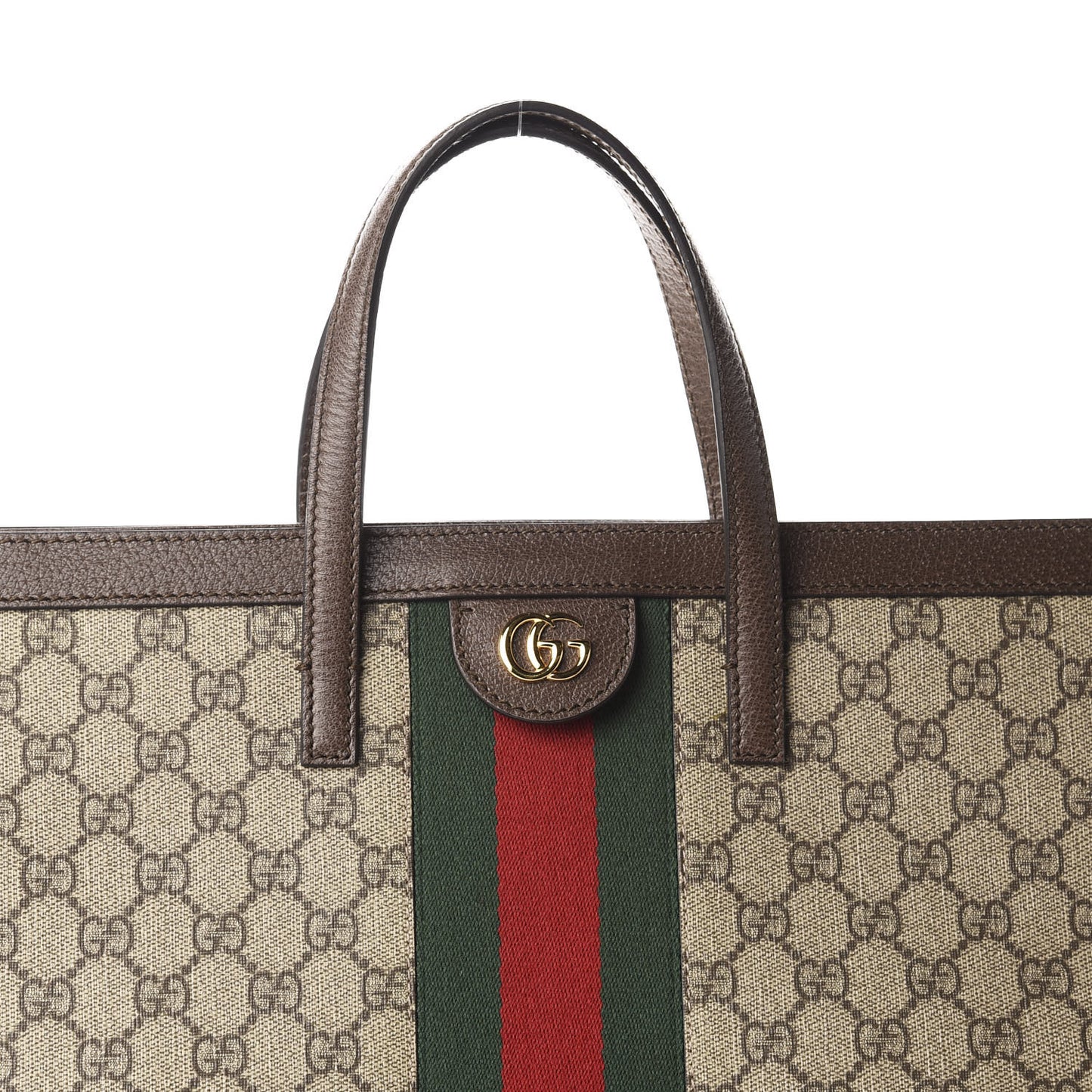 GG Supreme Monogram Web Ophidia Vertical Tote Brown