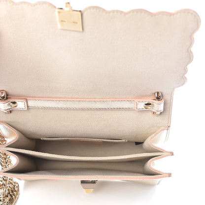 Fendi Vitello Catalan Mirror Scalloped Multi Studded Small Kan I Shoulder Bag Champagne 5 of 11