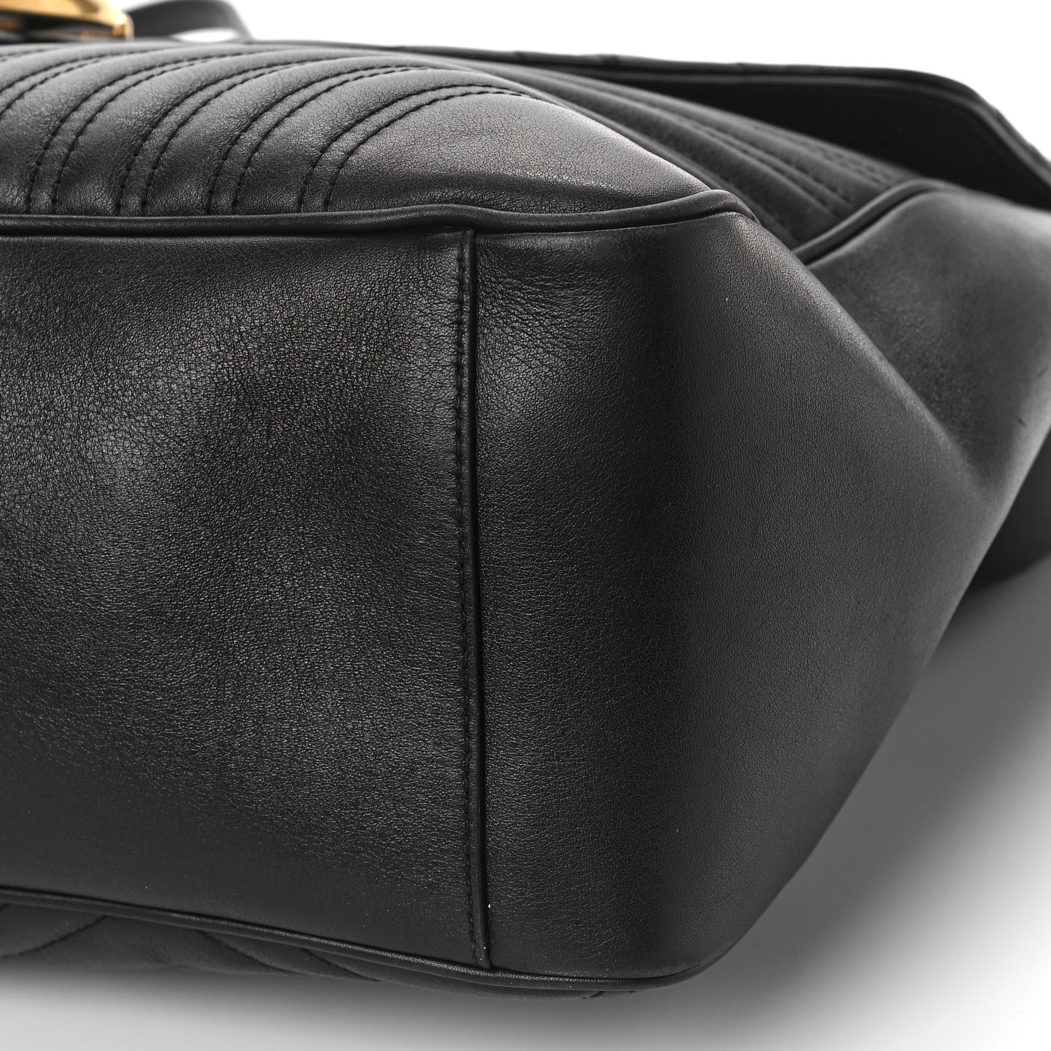 Gucci Calfskin Matelasse Maxi GG Marmont Top Handle Shoulder Bag Black 9 of 12