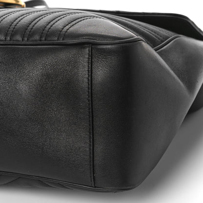 Gucci Calfskin Matelasse Maxi GG Marmont Top Handle Shoulder Bag Black 9 of 12
