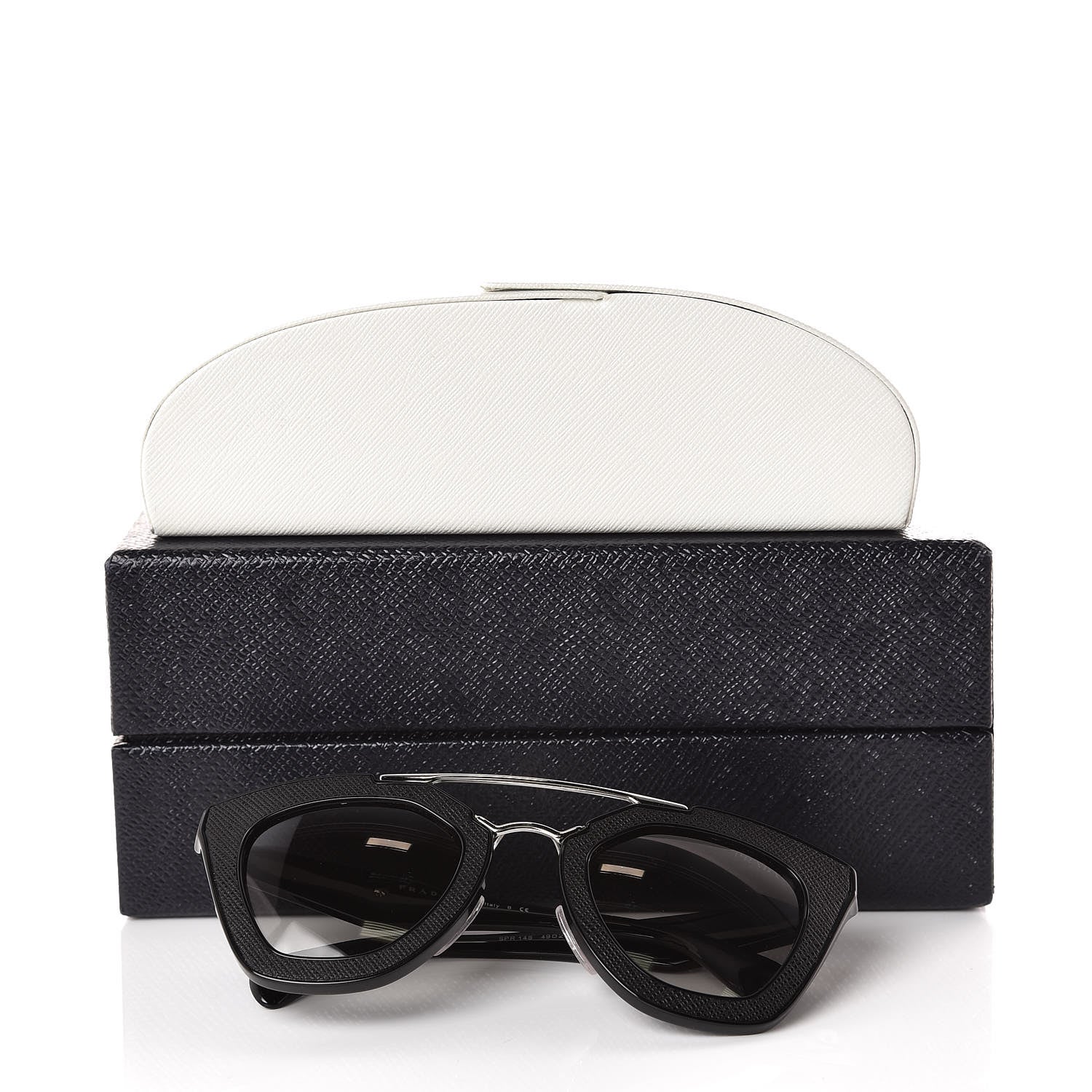 Prada Saffiano Cinema Sunglasses SPR 14S Black 9 of 9