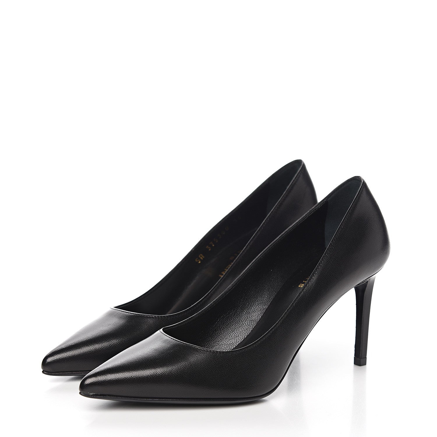 Saint Laurent Calfskin Classic Paris 80 Skinny Pumps 35 Black 3 of 9