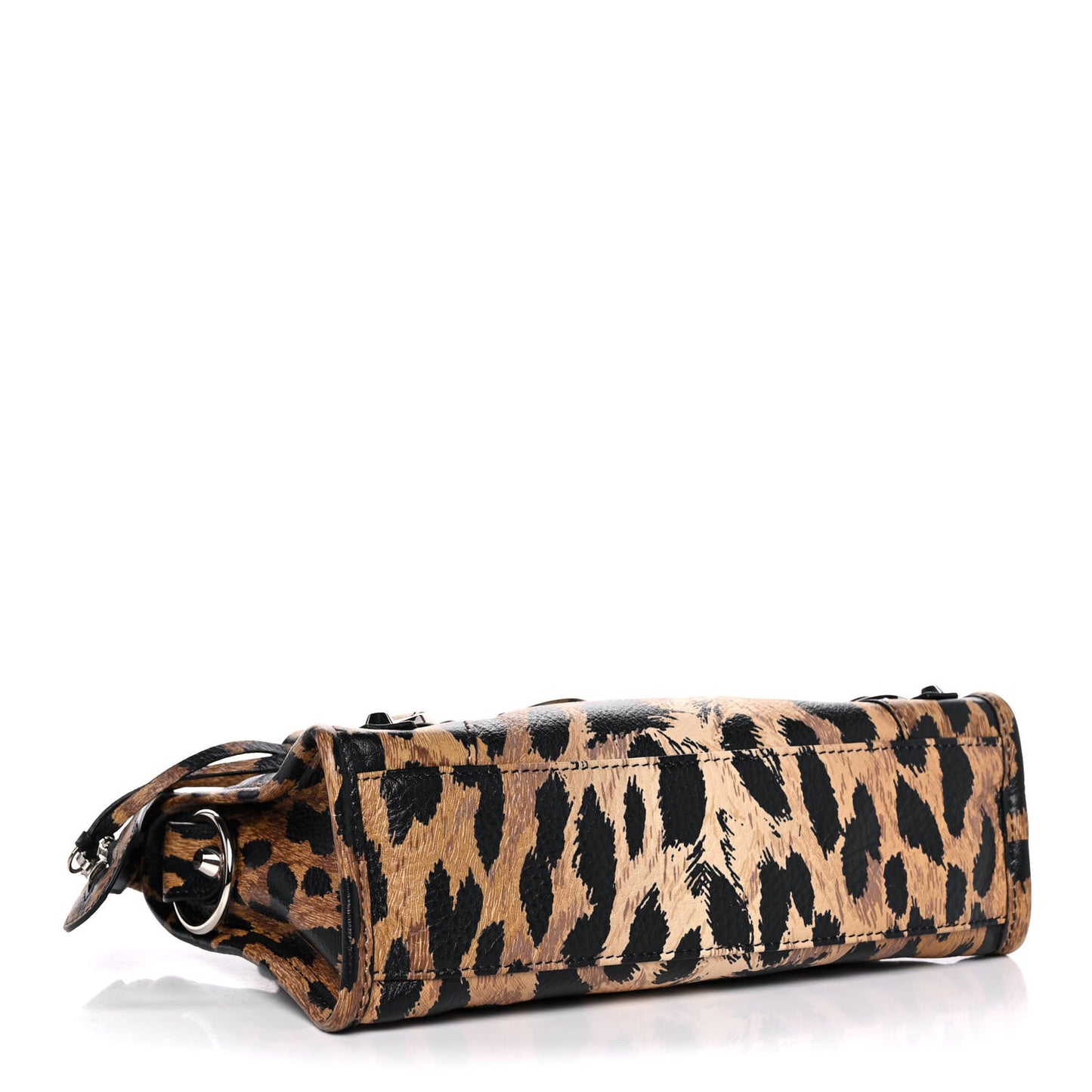 Smooth Calfskin Leopard Print Classic Silver Hardware Mini City Beige