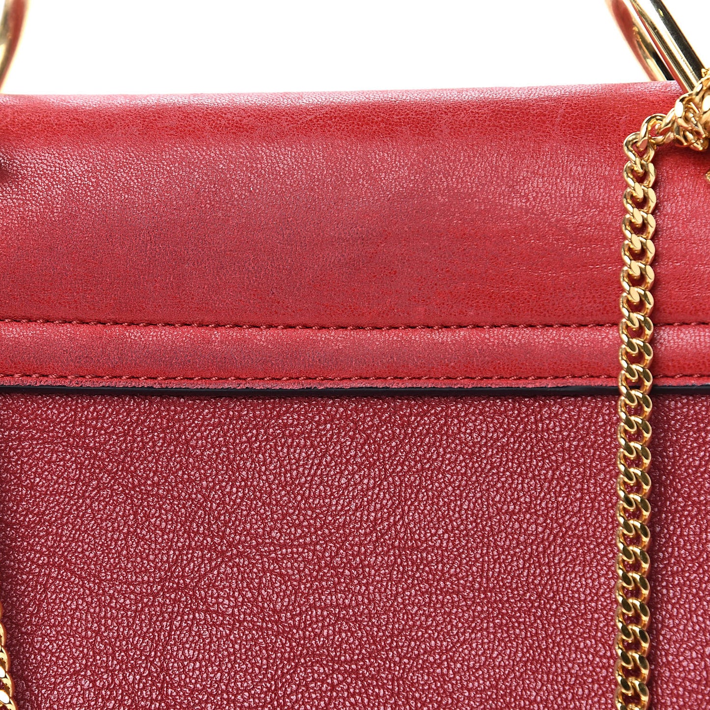 Grained Calfskin Lambskin Drew Shoulder Bag Red