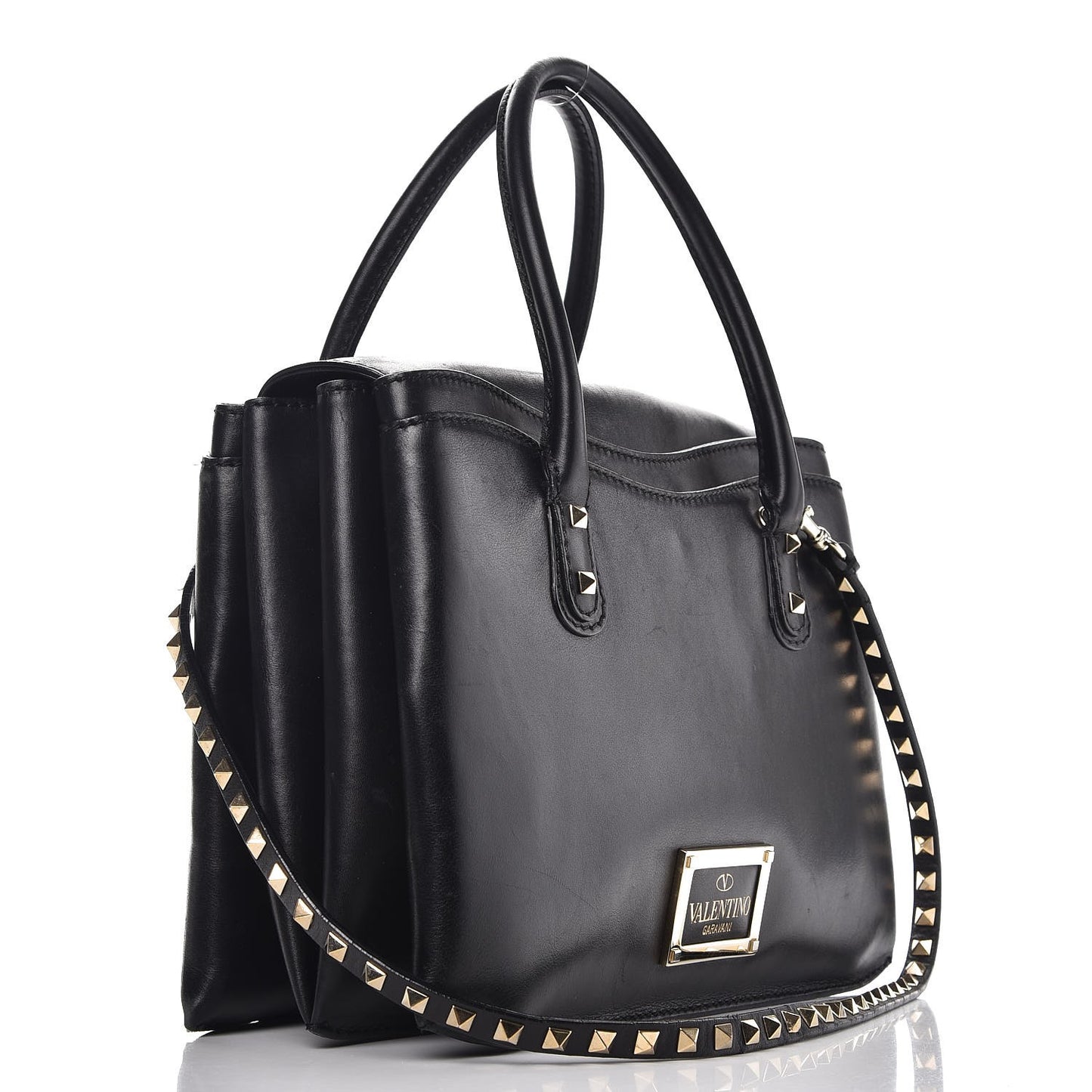 Vitello Rockstud Accordion Satchel Black