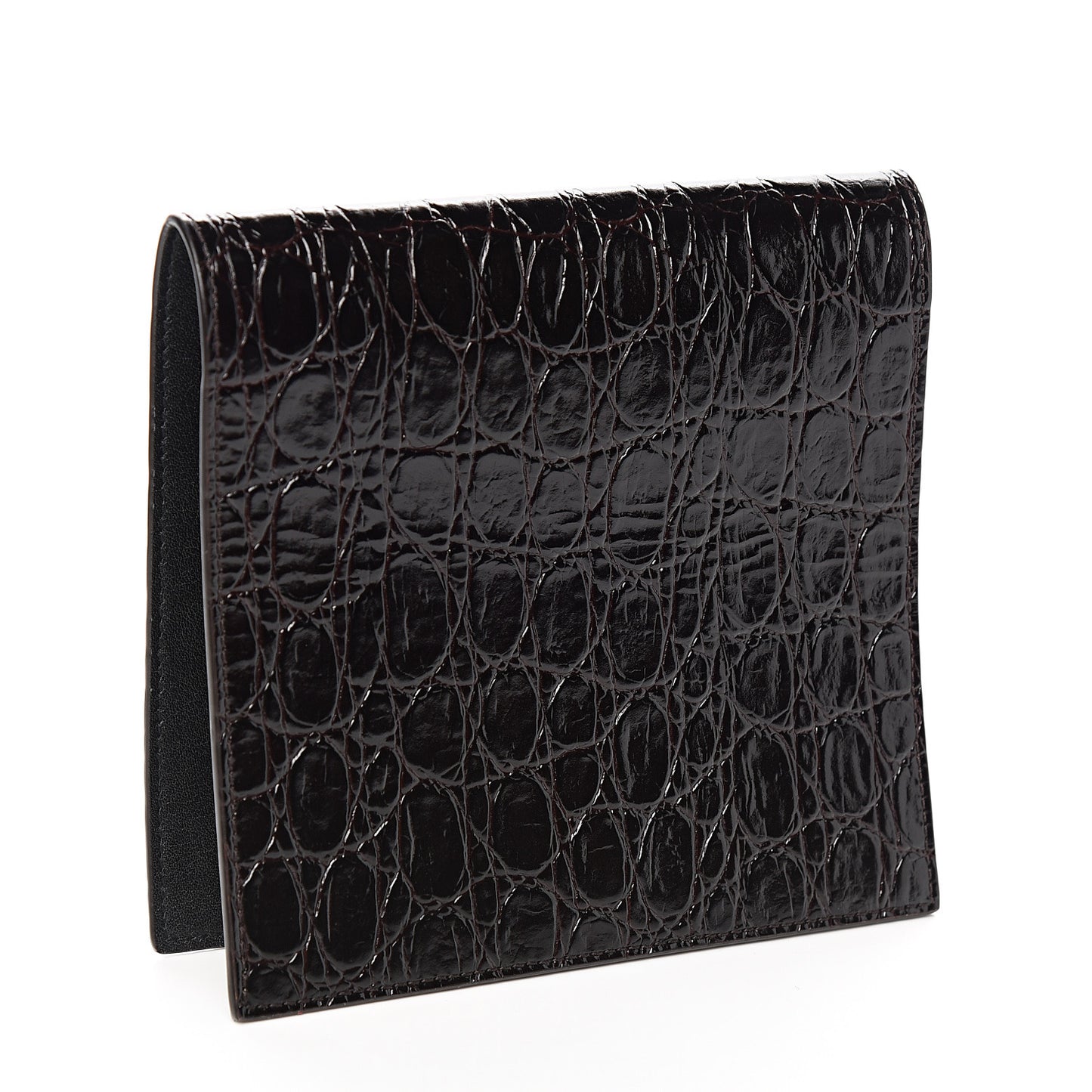 Calfskin Crocodile Embossed Wallet Black