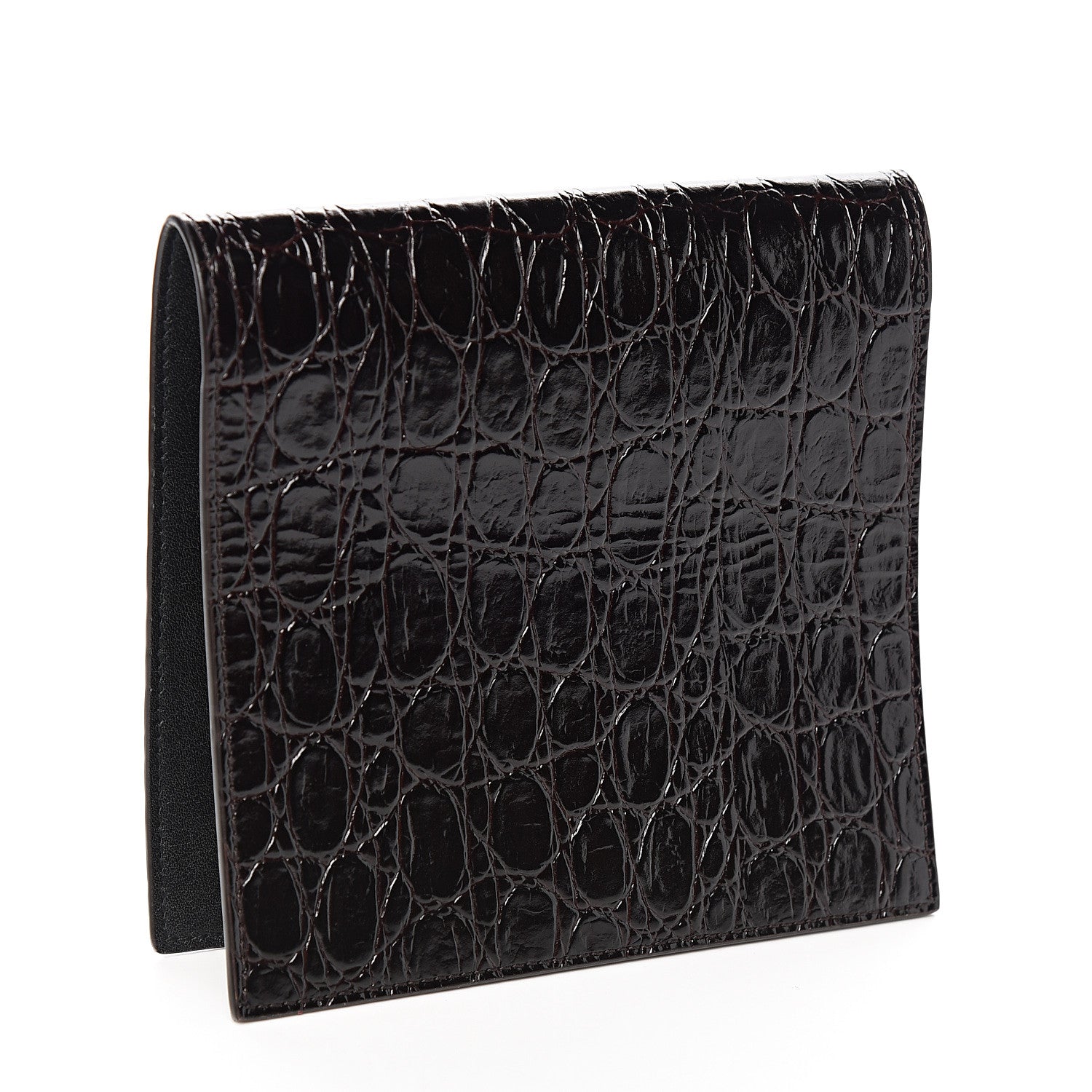 Saint Laurent Calfskin Crocodile Embossed Wallet Black 2 of 5