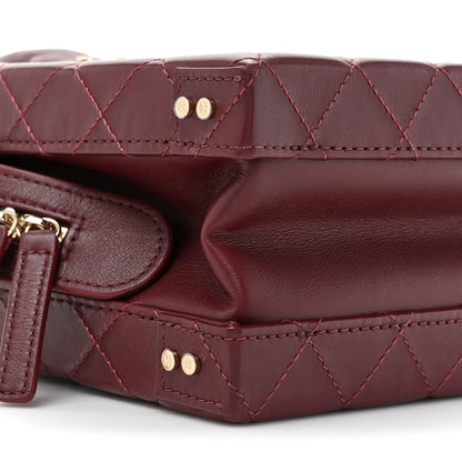 Chanel Calfskin Quilted Studded Square Vanity Case Burgundy 9 of 14