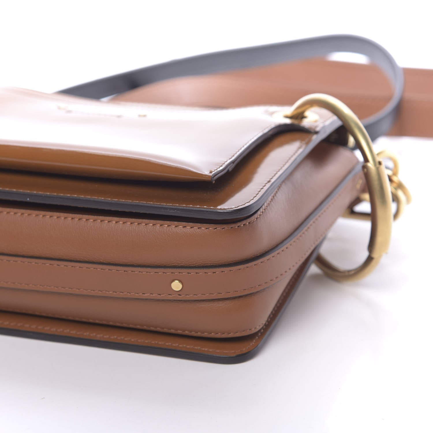 Chloe Glossy Lambskin Sfumato Small Roy Bag Caramel 9 of 9