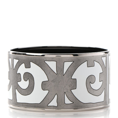 Hermes Enamel Printed Extra Wide Balcons du Guadalquivir Bracelet 70 Silver 3 of 7