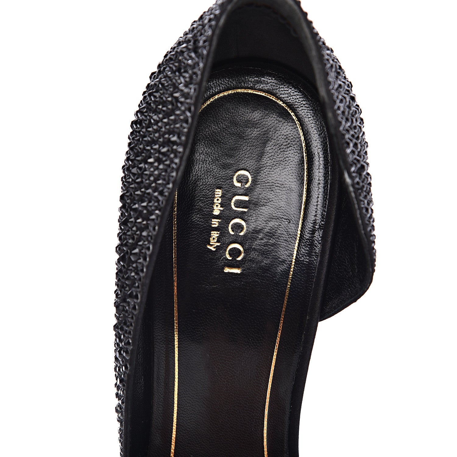 Gucci Satin Crystal Pumps 39.5 Black 6 of 10