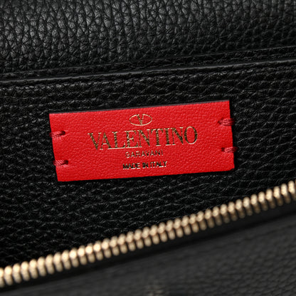 Valentino Garavani Pebbled Calfskin Rockstud Flap Wallet On Chain Black 6 of 9