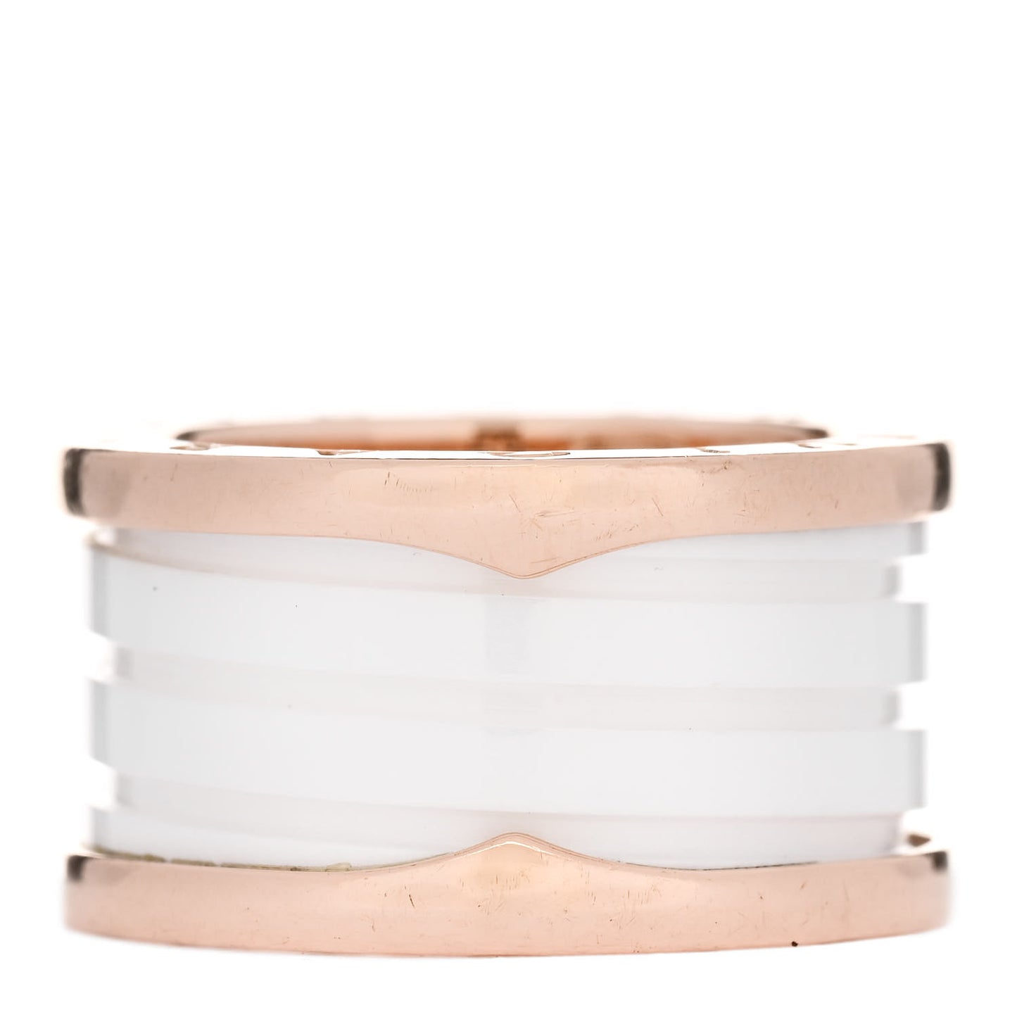 18K Rose Gold White Ceramic B.Zero1 Four-Band Ring 53 6.25