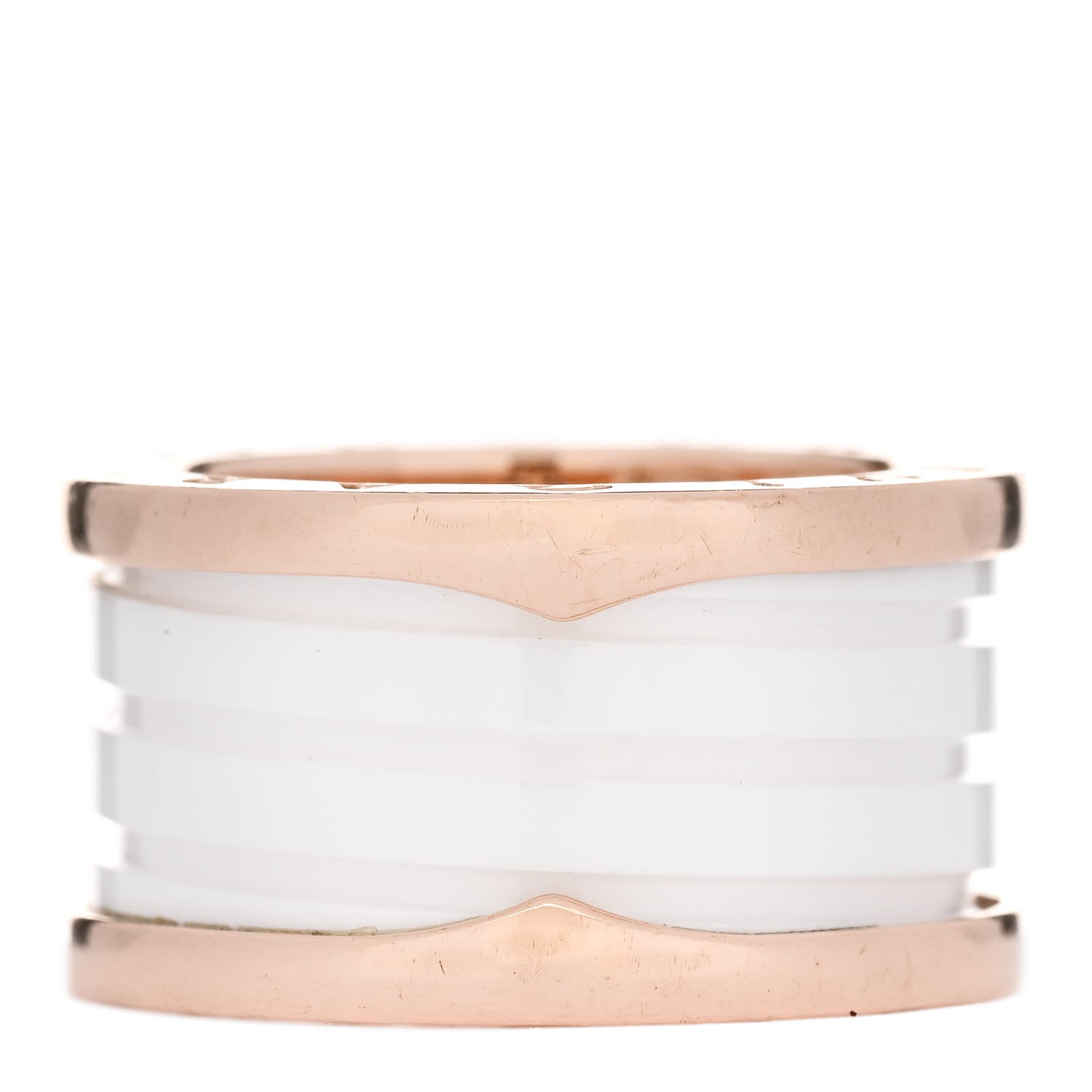 Bulgari 18K Rose Gold White Ceramic B.Zero1 Four-Band Ring 53 6.25 3 of 5