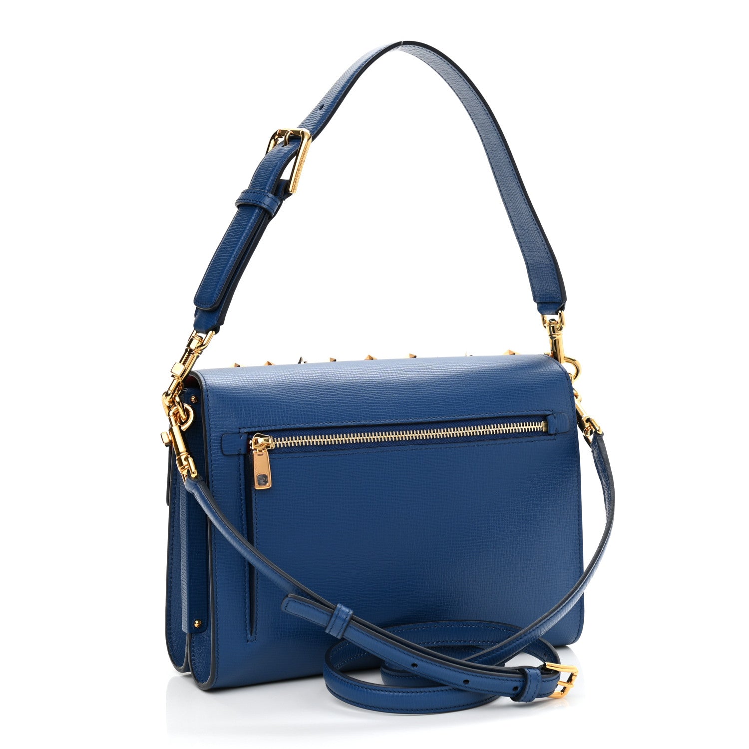 Dolce & Gabbana Calfskin Crystal Embellished Lucia Shoulder Bag Blue Multicolor 4 of 11