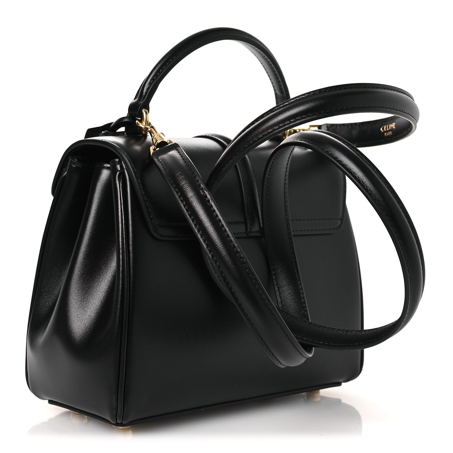 Celine Satinated Calfskin Mini 16 Top Handle Bag Black 2 of 10