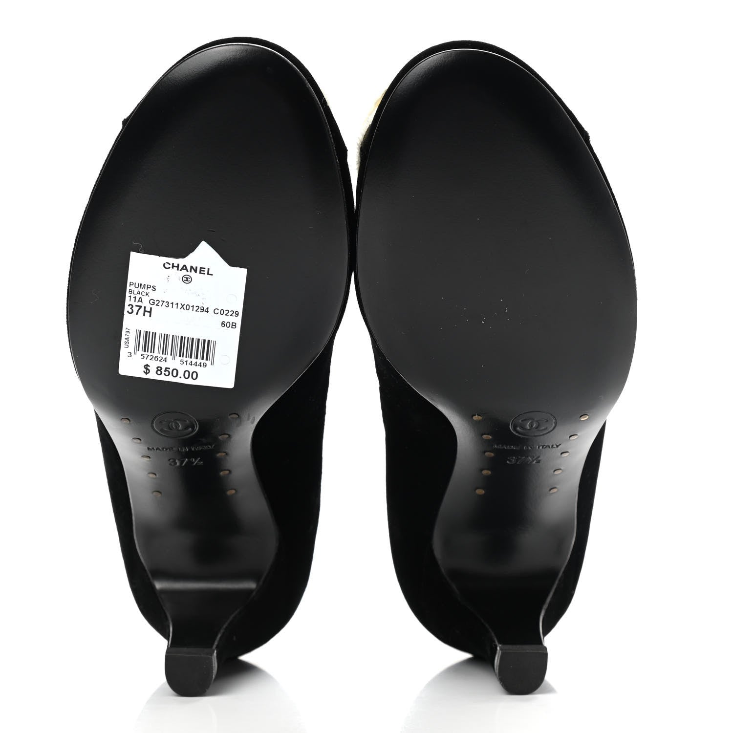 Chanel Velvet Camellia Pumps 37.5 Black 5 of 10