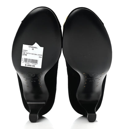 Chanel Velvet Camellia Pumps 37.5 Black 5 of 10