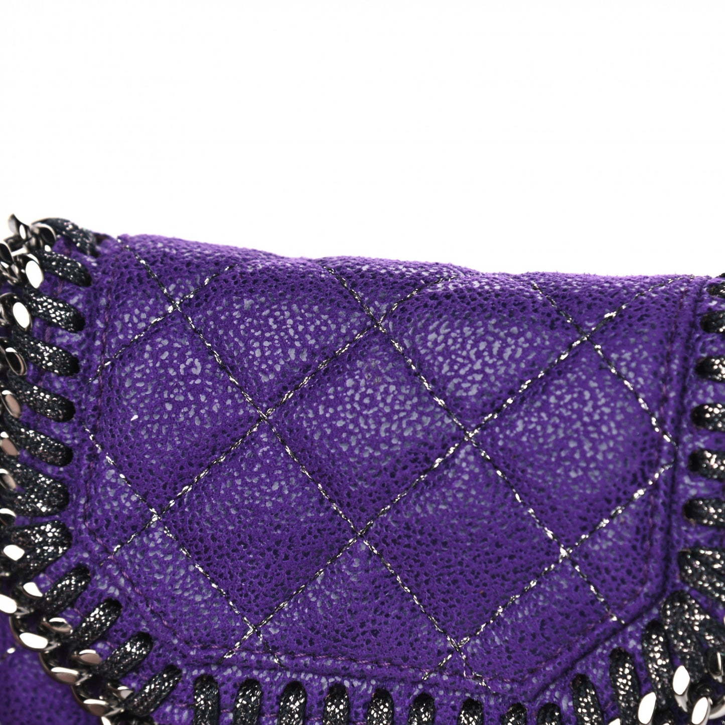 Metallic Shaggy Deer Quilted Small Falabella Wallet Purple
